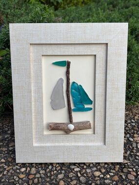 Sailboat Framed Sea Glass Art